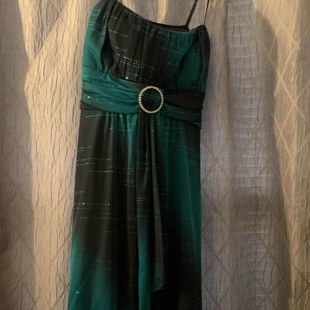 Emerald green & black dress
